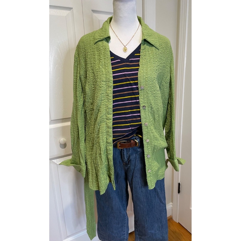 Coldwater Creek Womens Belted Shirt Jacket Size M 90s Artsy Unique Crunchy Indie